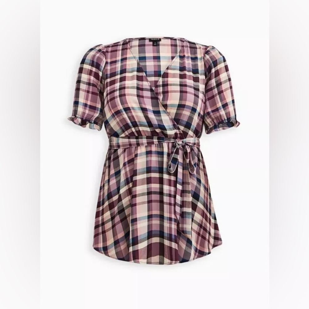 Torrid Georgette Surplice Puff Sleeve Blouse
